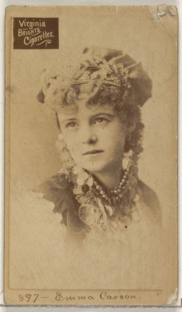 Card 897, Emma Carson, from the Actors and Actresses series (N45, Type 2) for Virginia Brights Cigarettes — Allen & Ginter