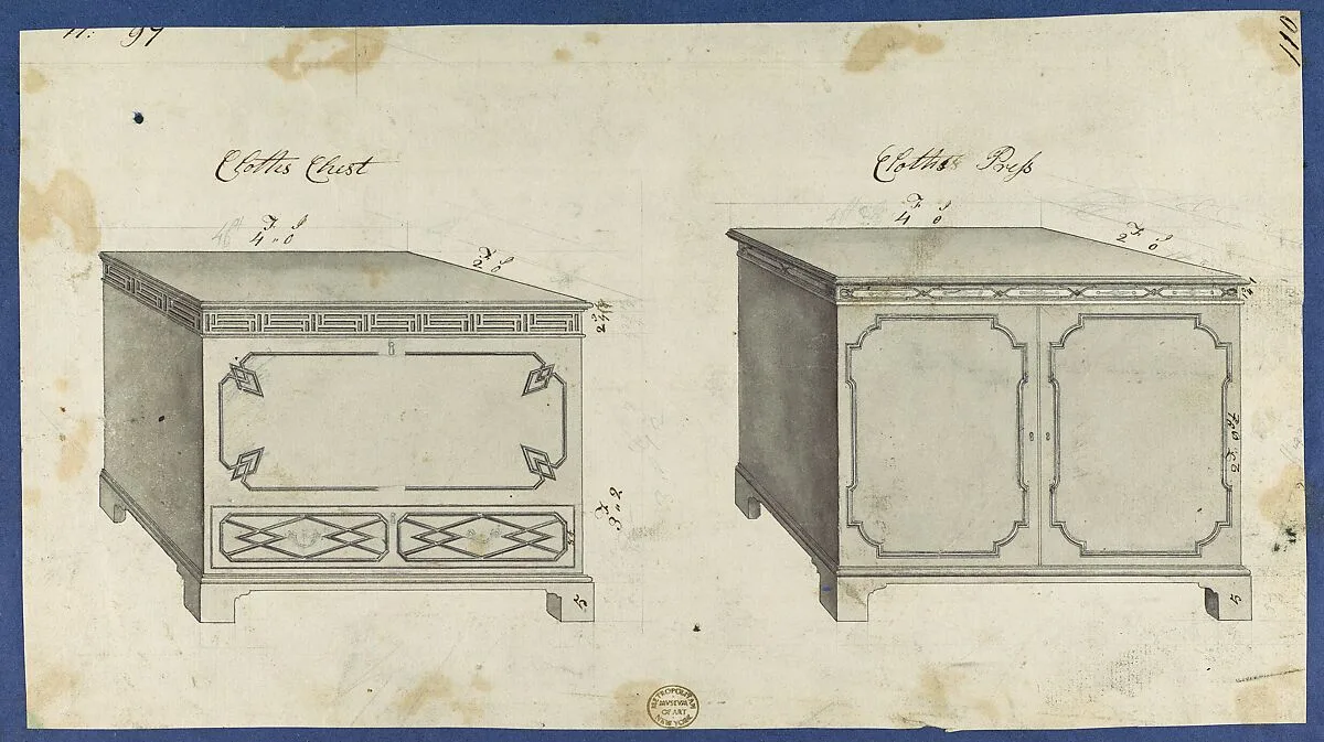 Clothes Chest and Clothes Press, from Chippendale Drawings, Vol. II — Thomas Chippendale