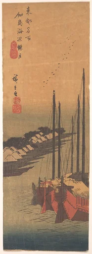 東都名所　佃島海辺朧月|Tsukudajima no Oborozuki