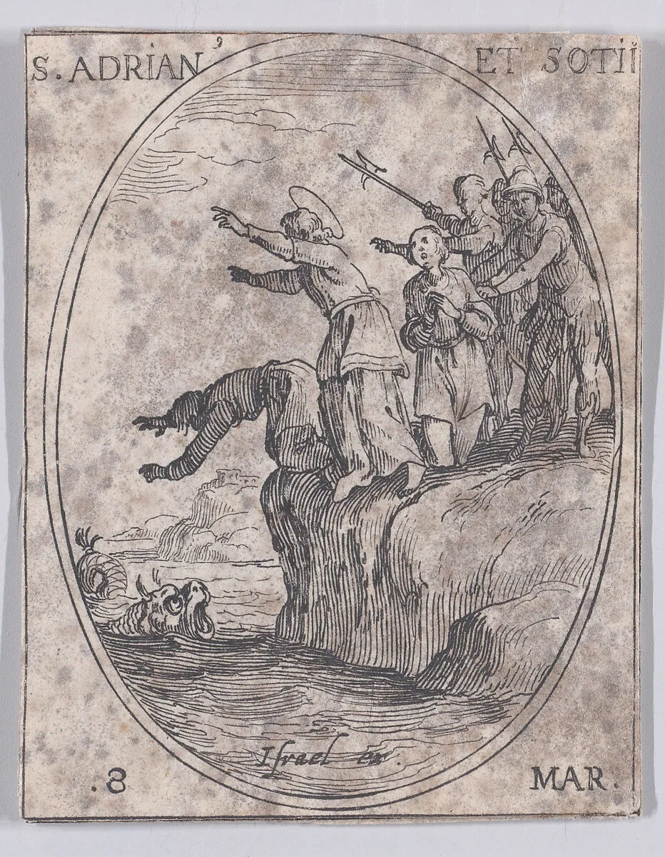 S. Adrien et Ses Compagnons (St. Adrian and His Companions), March 8th, from "Les Images De Tous Les Saincts et Saintes de L'Année" (Images of All of the Saints and Religious Events of the Year) — Jacques Callot|Israël Henriet