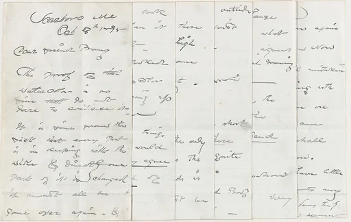 Autograph Letter to Louis Prang, Discussing lithograph of "The Eastern Shore"