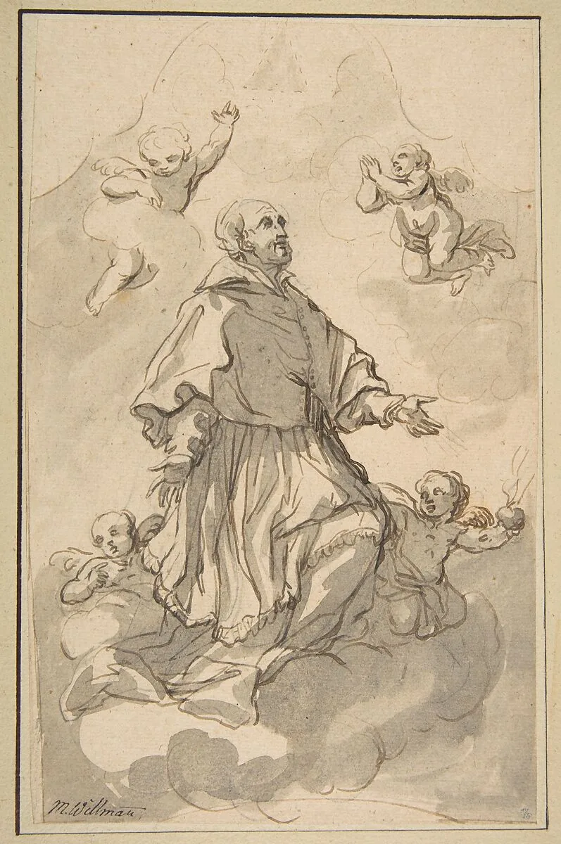 Saint Augustine on Clouds Surrounded by Angels — Johann Jacob Eybelwieser|Michael Lucas Leopold Willmann