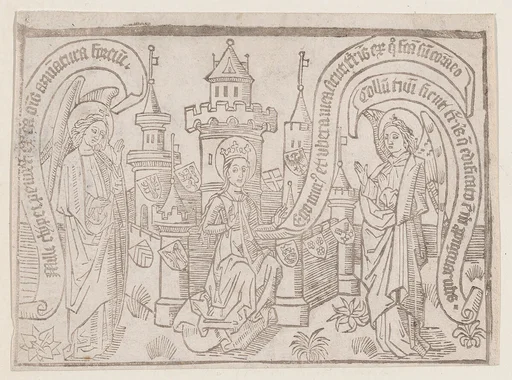 Thy Neck Is Like the Tower of David, illustration from a Canticum Canticorum blockbook, 2nd