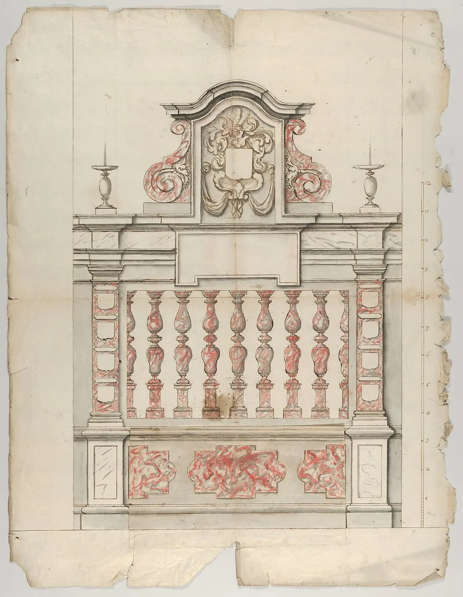 Design for a Choir Screen with a Tomb in Red-Gray Marble — Anonymous, Flemish
