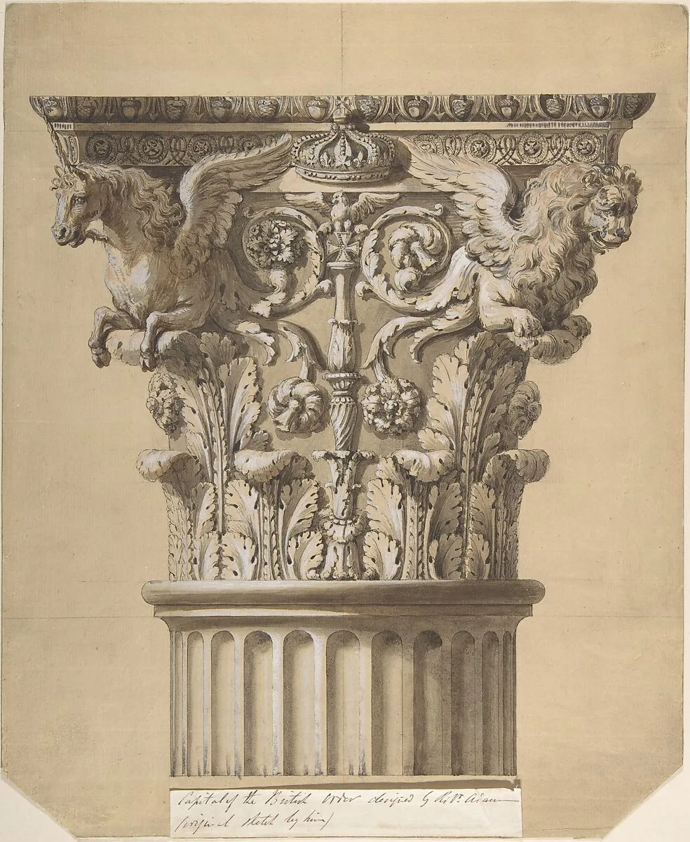 The British Order: Elevation of a Capital and Part of the Fluted Shaft — James Adam