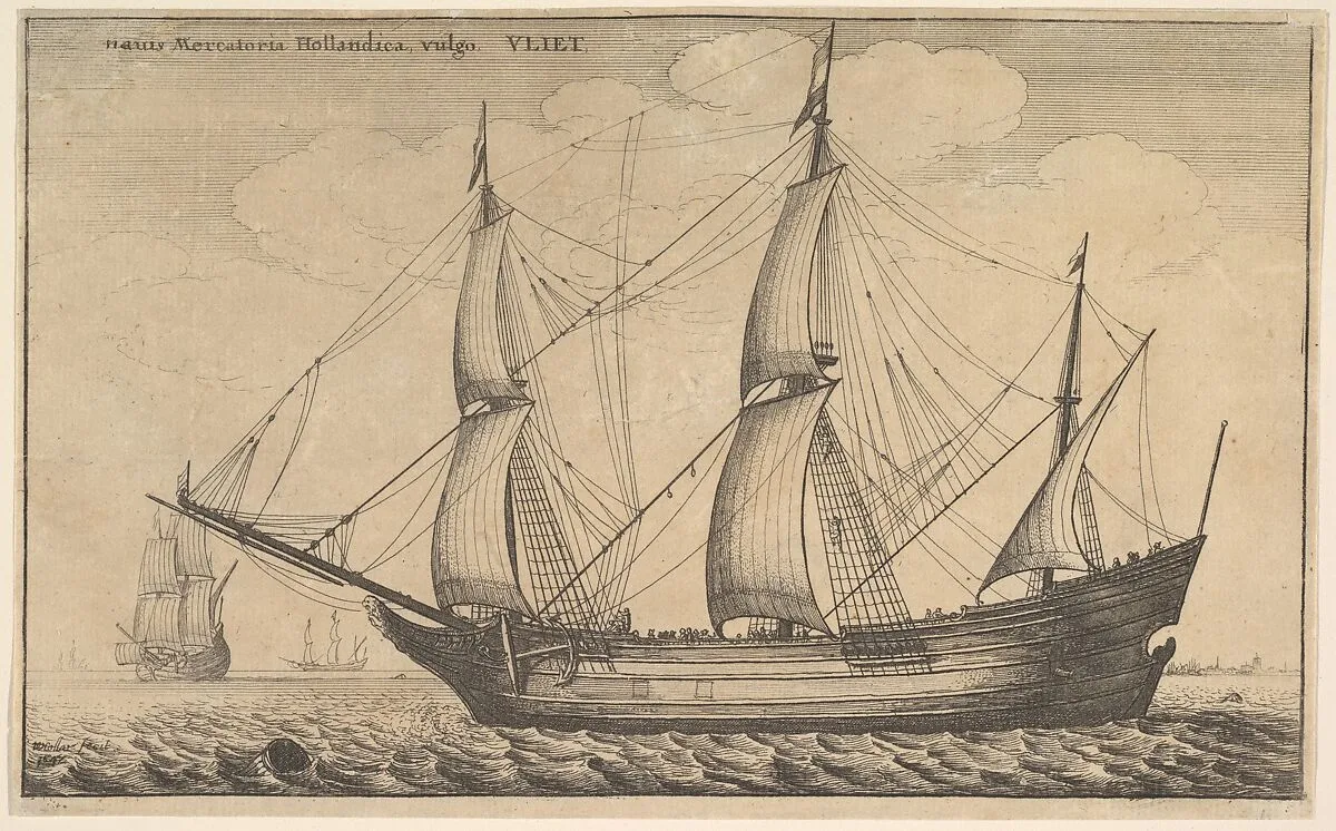 Naues Mercantoriæ Hollandicæ, vulgo, VLIET (A Dutch freighter) — Wenceslaus Hollar