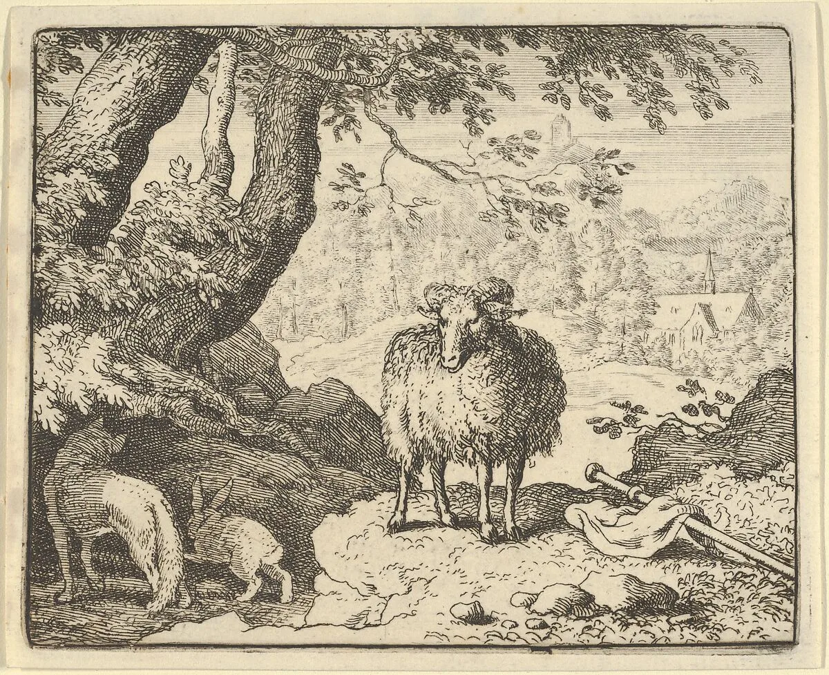 Renard Convinces the Rabbit to Enter His Burrow and Kills Him from Hendrick van Alcmar's Renard The Fox — Allart van Everdingen
