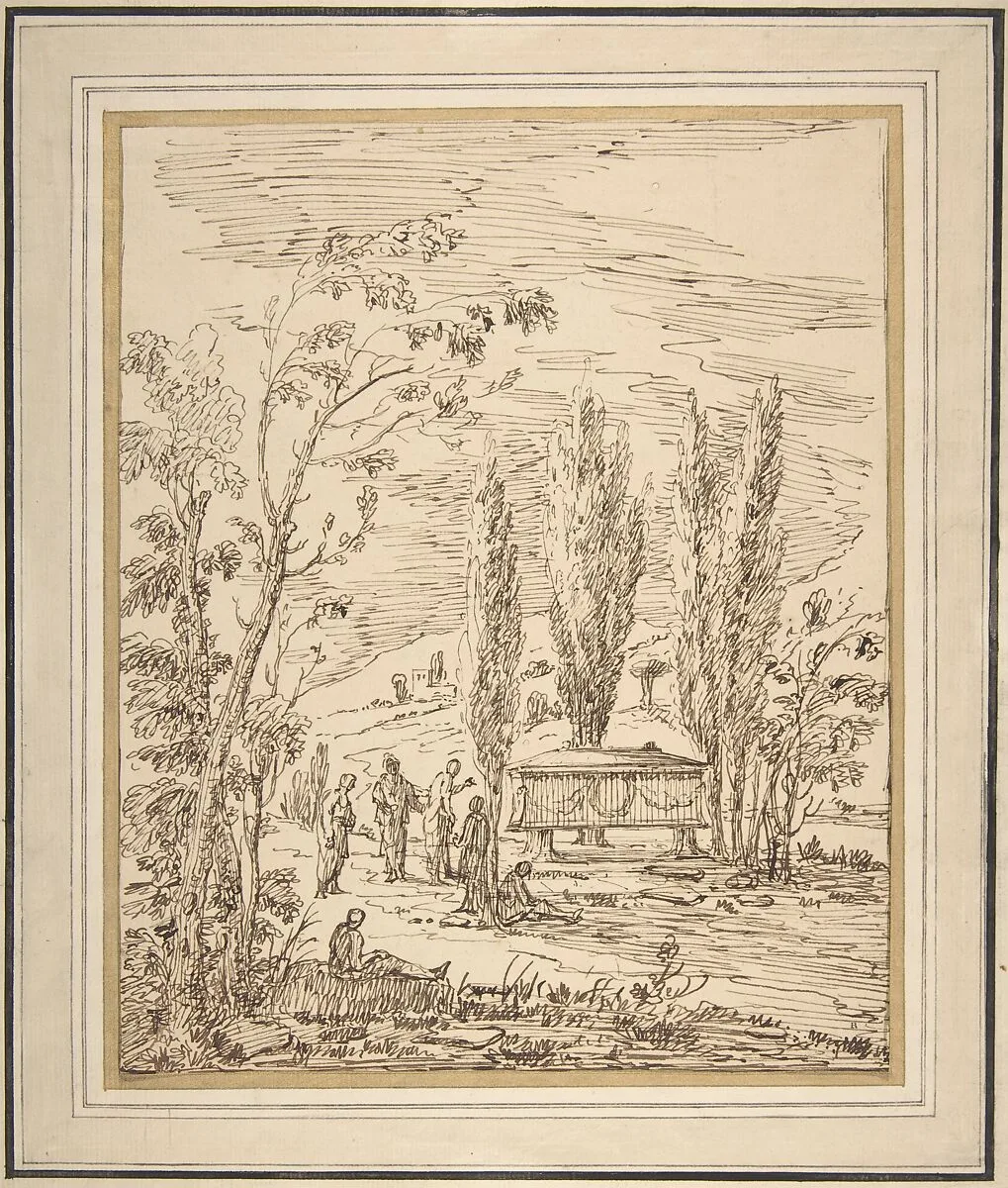 Landscape with Figures near a Tomb — Gian Antonio Burrini
