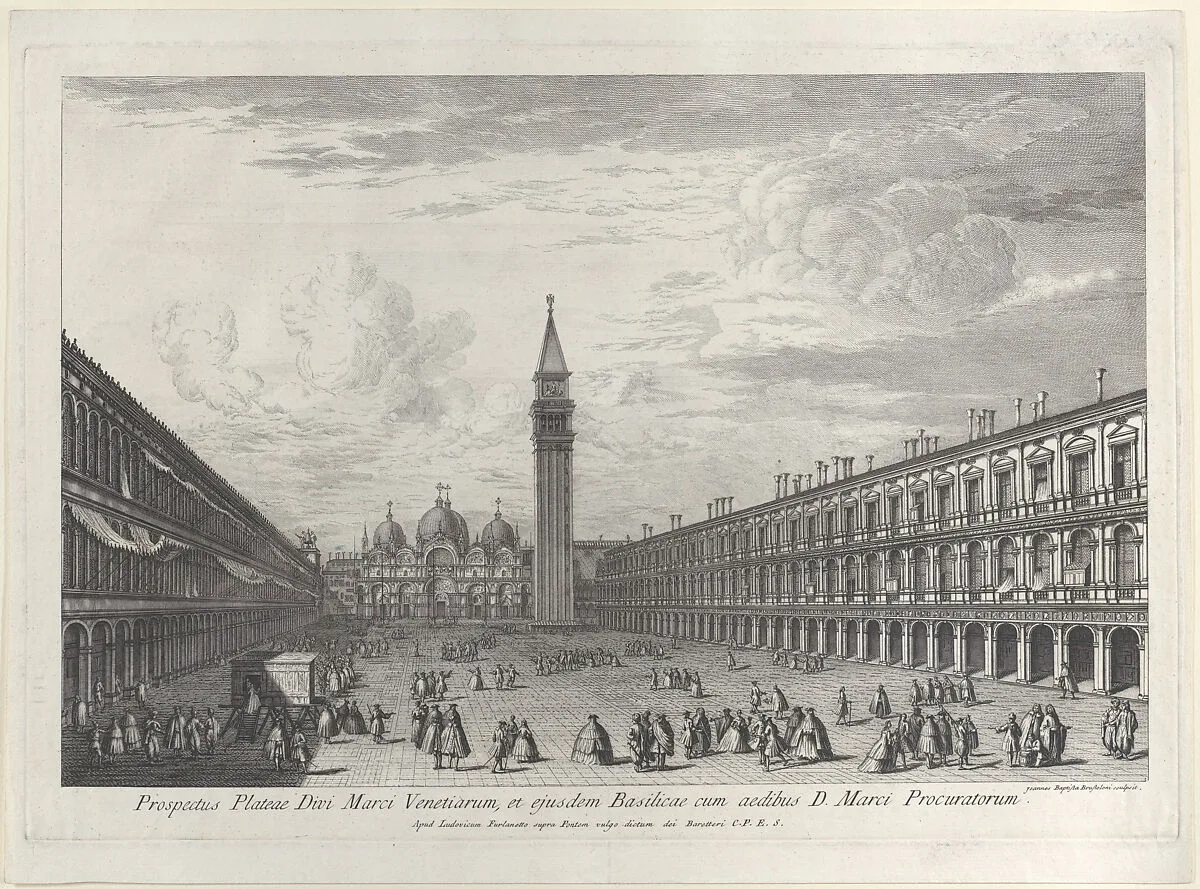Piazza San Marco looking towards the Basilica and Campanile — Michele Marieschi|Lodovico Furlanetto|Giovanni Battista Brustolon
