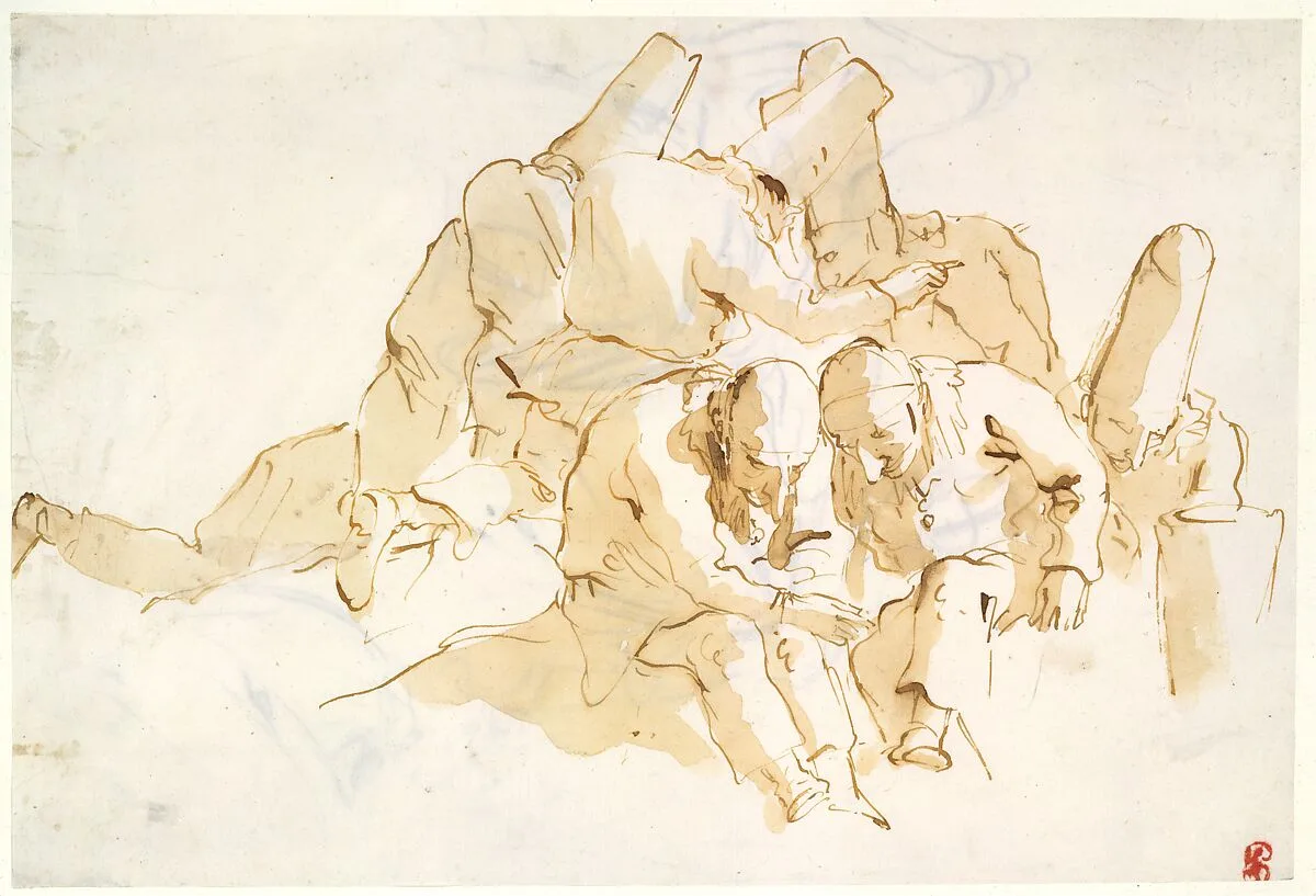 A Group of Punchinelli Seated — Giovanni Battista Tiepolo