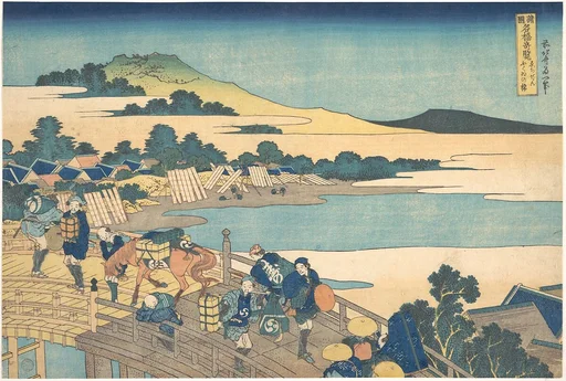諸國名橋奇覧 ゑちぜんふくゐの橋|Fukui Bridge in Echizen Province (Echizen Fukui no hashi), from the series Remarkable Views of Bridges in Various Provinces (Shokoku meikyō kiran)