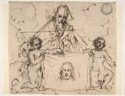 Veronica's Veil Held by Two Angels and God the Father(?)