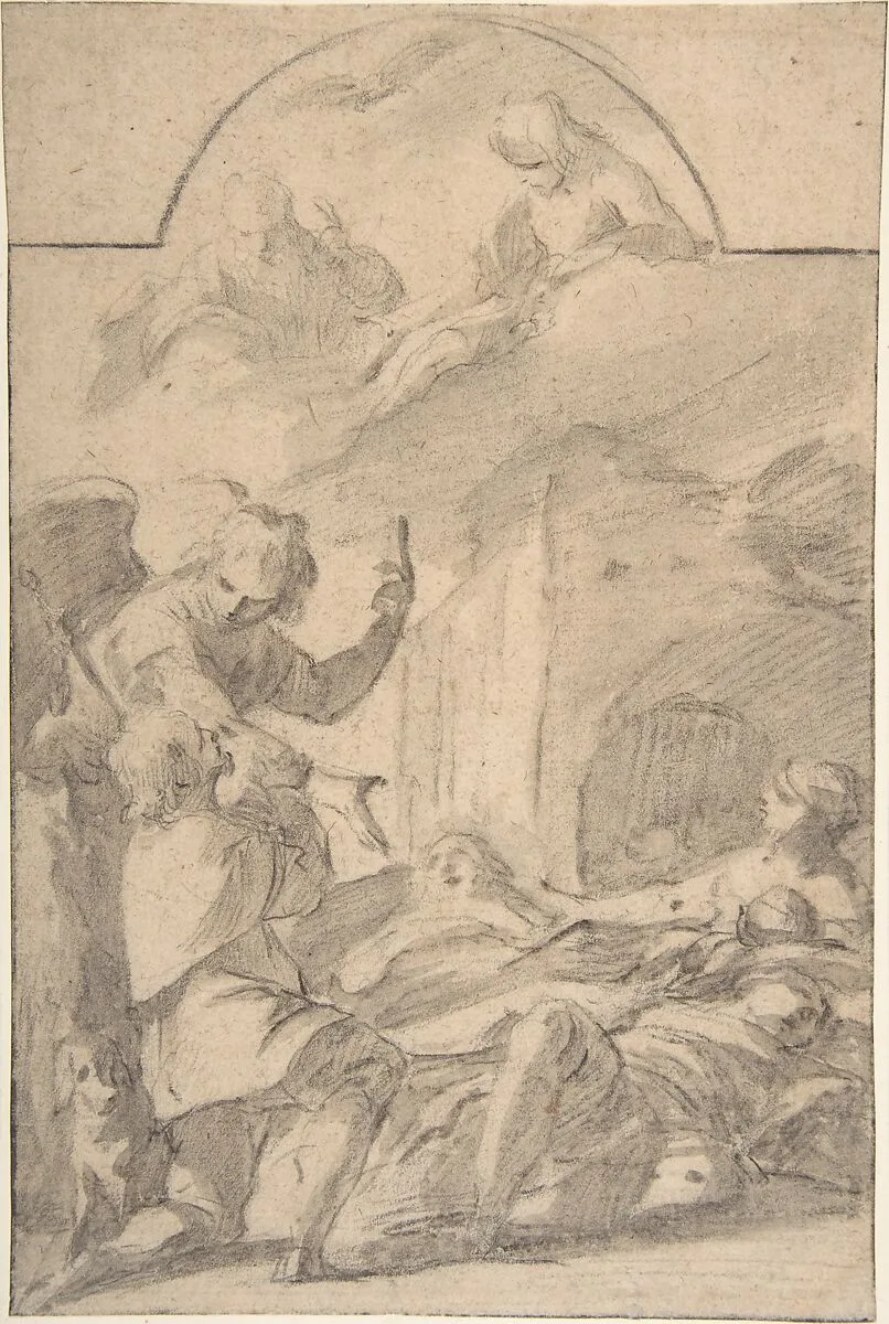 St. Roch Interceding before the Holy Trinity for Plague Victims — Laurent de La Hyre