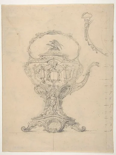 Design from the Workshop of Froment-Meurice; verso, studies for covered pots and ewers