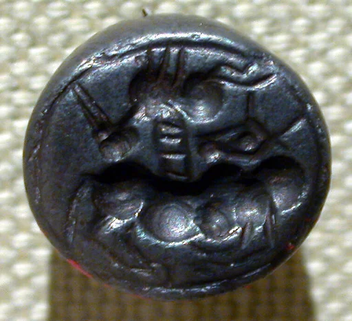 Stamp seal: bull with head reversed