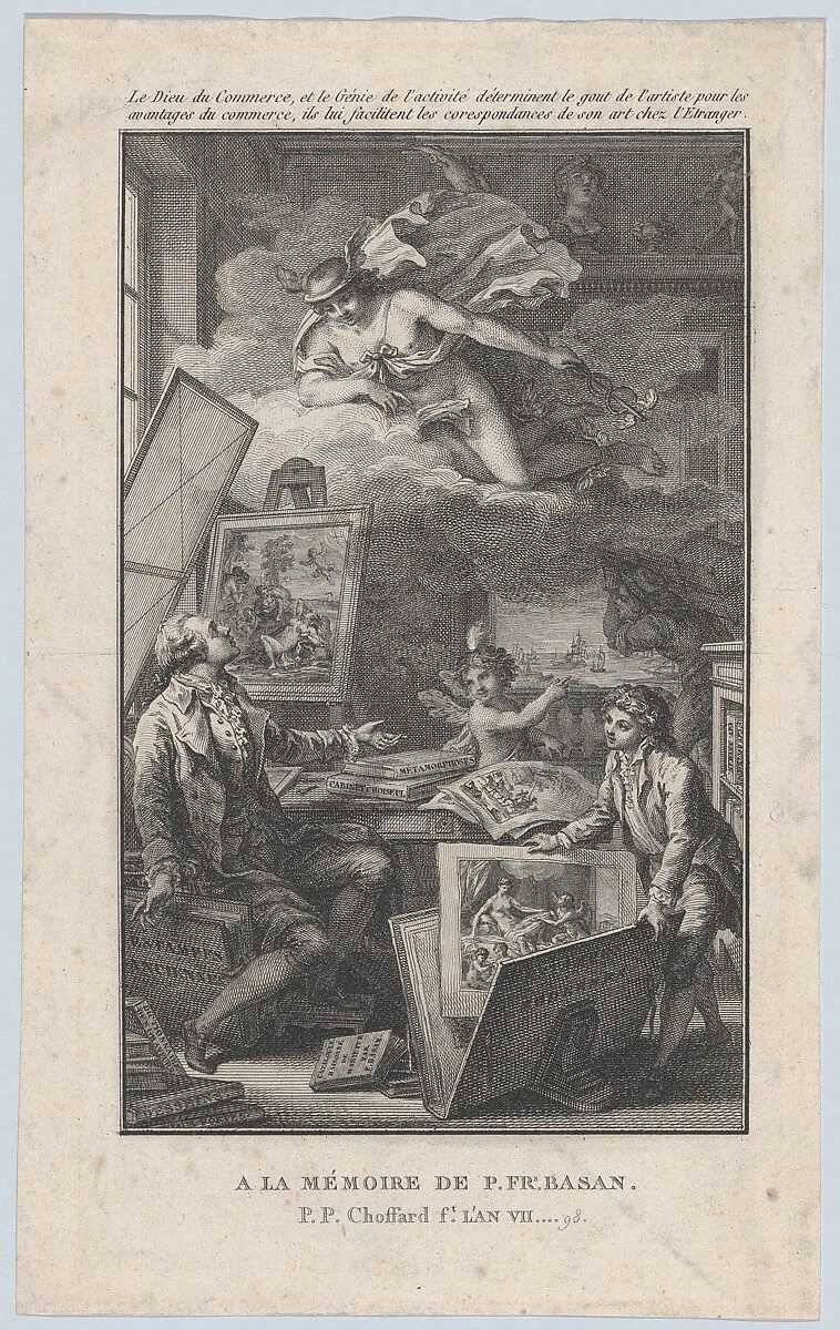 In Memory of P. FR. Basan, an engraving for the catalogue of the collection of P.-F. Basan — Pierre Philippe Choffard