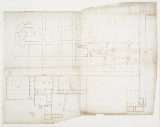 Ville d'Este, Gardens, Quirinal, plan (recto) blank (verso)