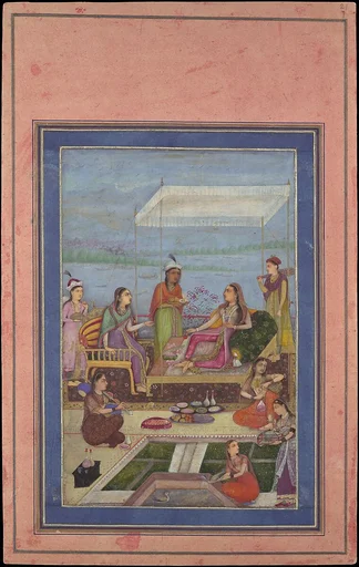 "Princess Entertaining a Visitor on the Balcony", Folio from the Davis Album