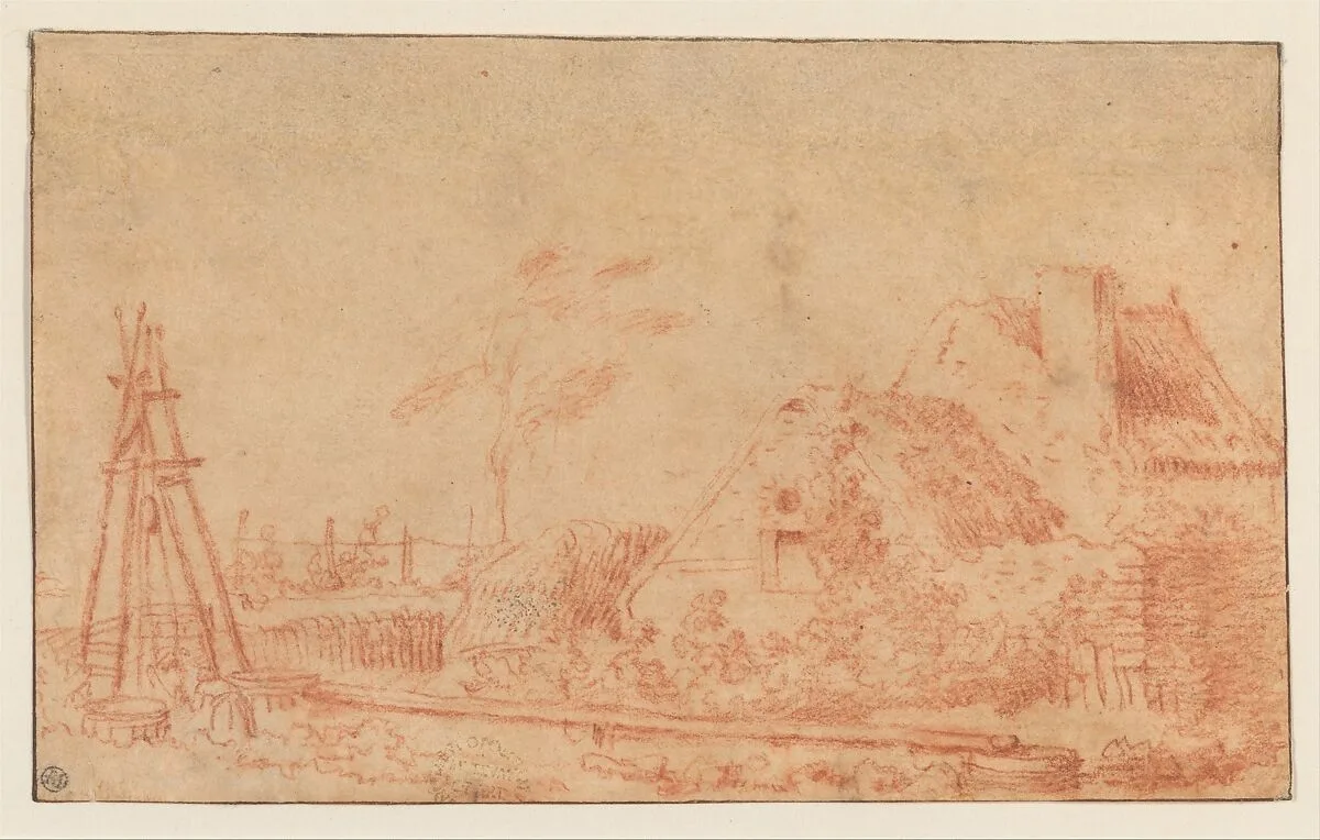 Landscape with a Cottage and Well — Antoine Watteau|Antoine Watteau|Anonymous, French, 18th century