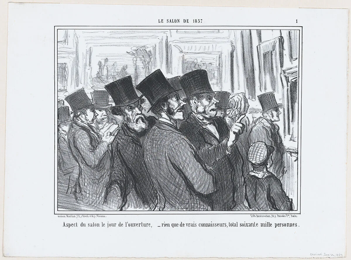 Comment, c'est dans cette cave que sont les scultpures?..., from Le Salon de 1857, published in "Le Charivari" — Aaron Martinet|Honoré Daumier|Destouches