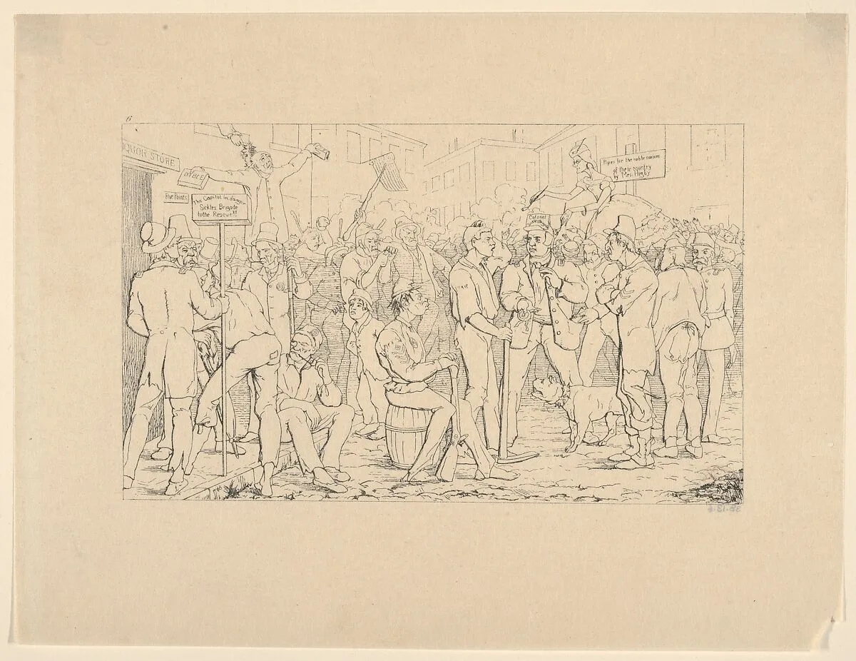 Enlistment of Sickles' Brigade, New York (from Confederate War Etchings) — Adalbert John Volck