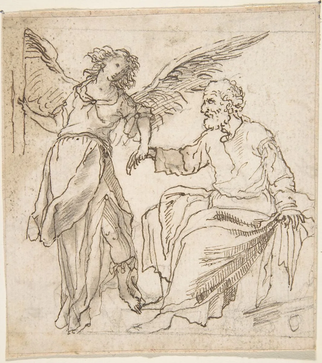 Angel Leading Saint Peter out of Prison (?) — Anonymous, Spanish, School of Seville, 17th century