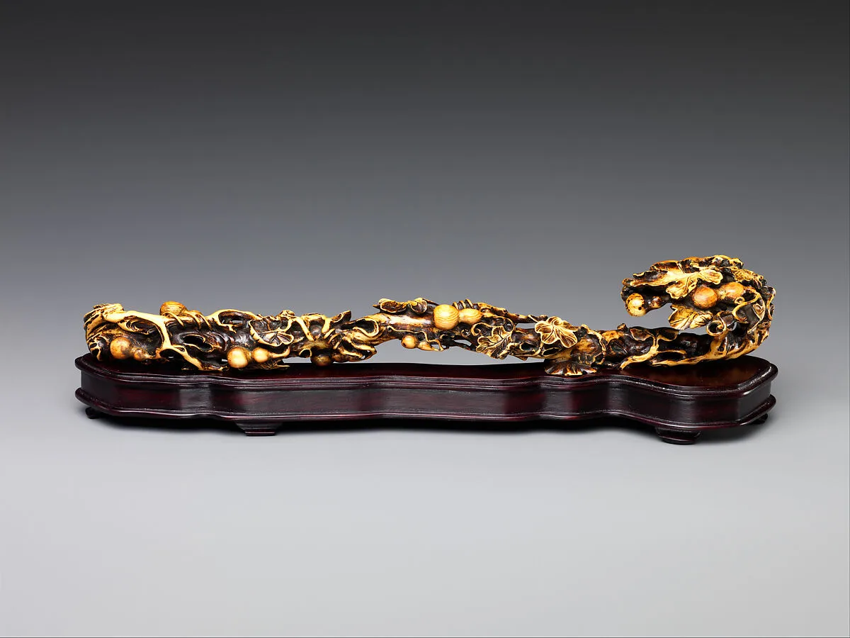 清中期 象牙福祿綿延如意|Scepter (ruyi) with gourds and vines — Unknown