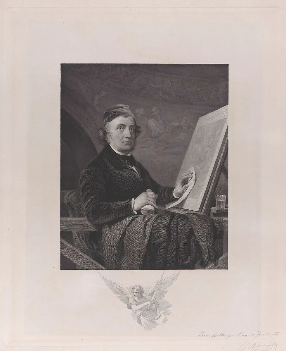 Portrait of Paolo Toschi, seated at an easel — Carlo Raimondi|C. Frassinetti|Paolo Toschi