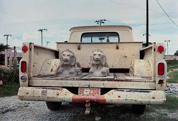 Untitled (Stone Lions in Truck Bed) — William Eggleston