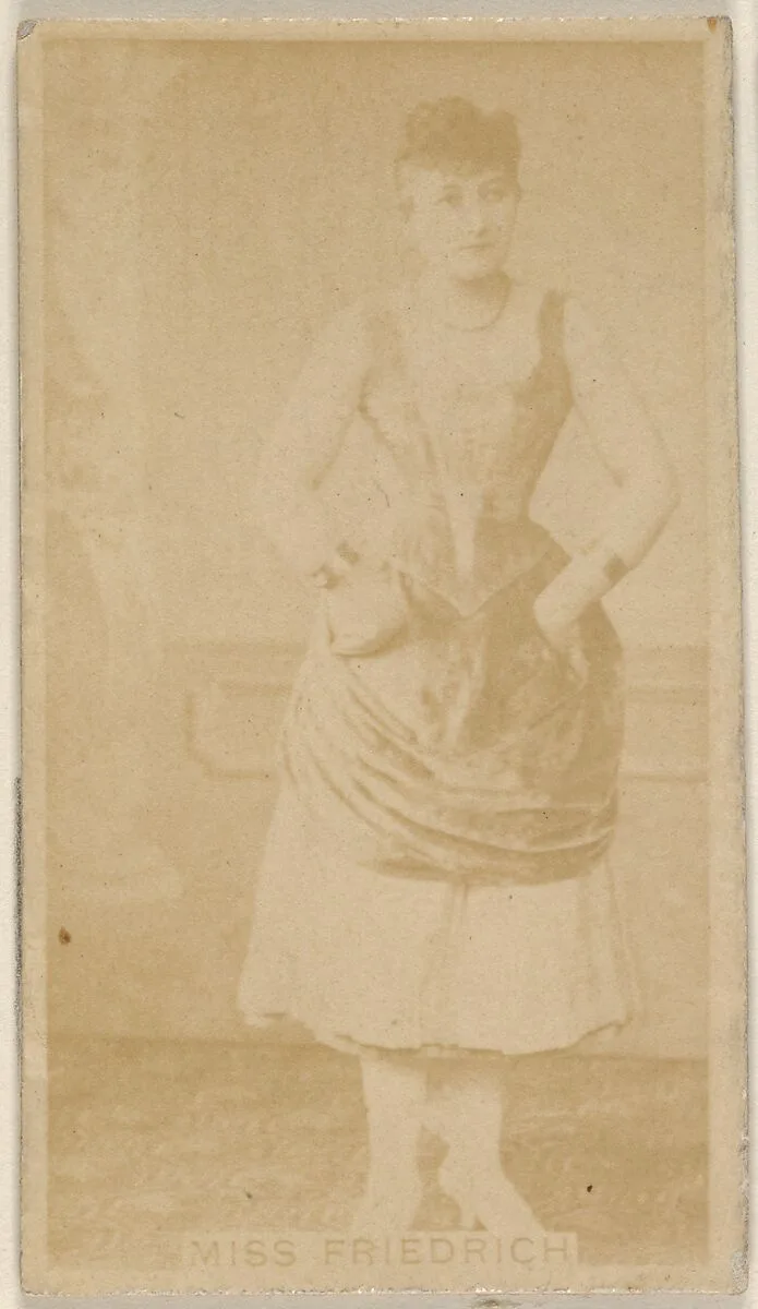 Miss Friedrich, from the Actors and Actresses series (N45, Type 8) for Virginia Brights Cigarettes — Allen & Ginter