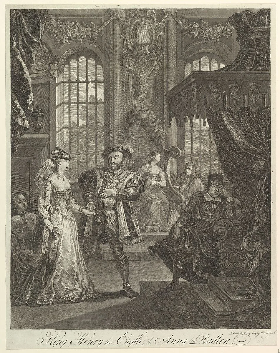 King Henry the Eighth and Anna Bullen — William Hogarth|Henry VIII, King of England and Ireland|Anne Boleyn|William Shakespeare|Cardinal Thomas Wolsey