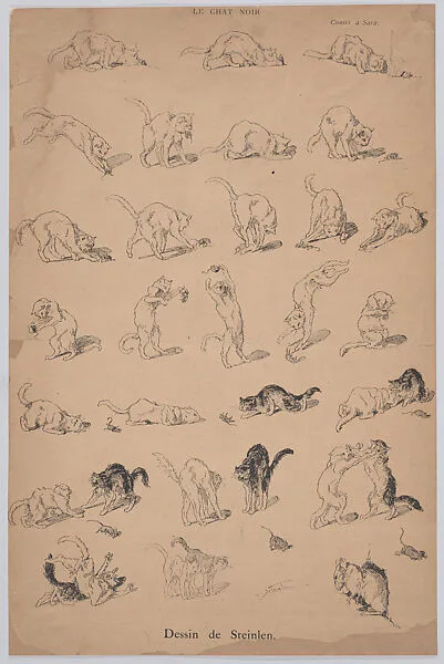 Dessin de Steinlen (Sheet of Illustrations from Le Chat Noir) — Théophile-Alexandre Steinlen