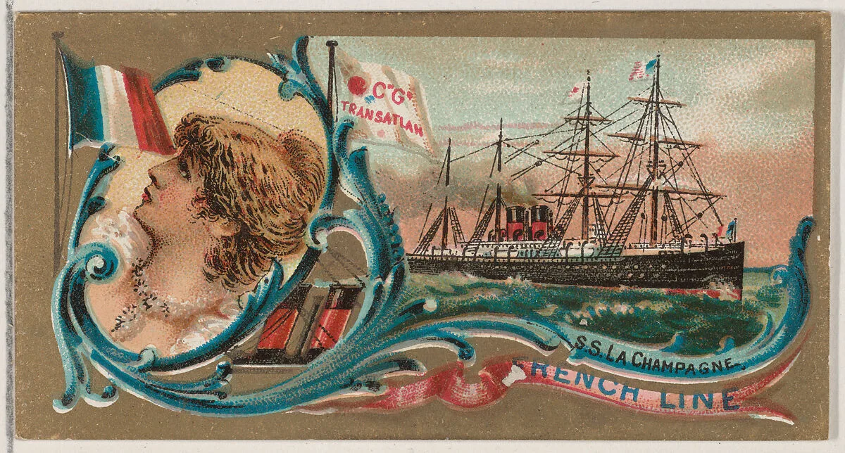 Steamship La Champagne, French Line, from the Ocean and River Steamers series (N83) for Duke brand cigarettes — W. Duke, Sons & Co.