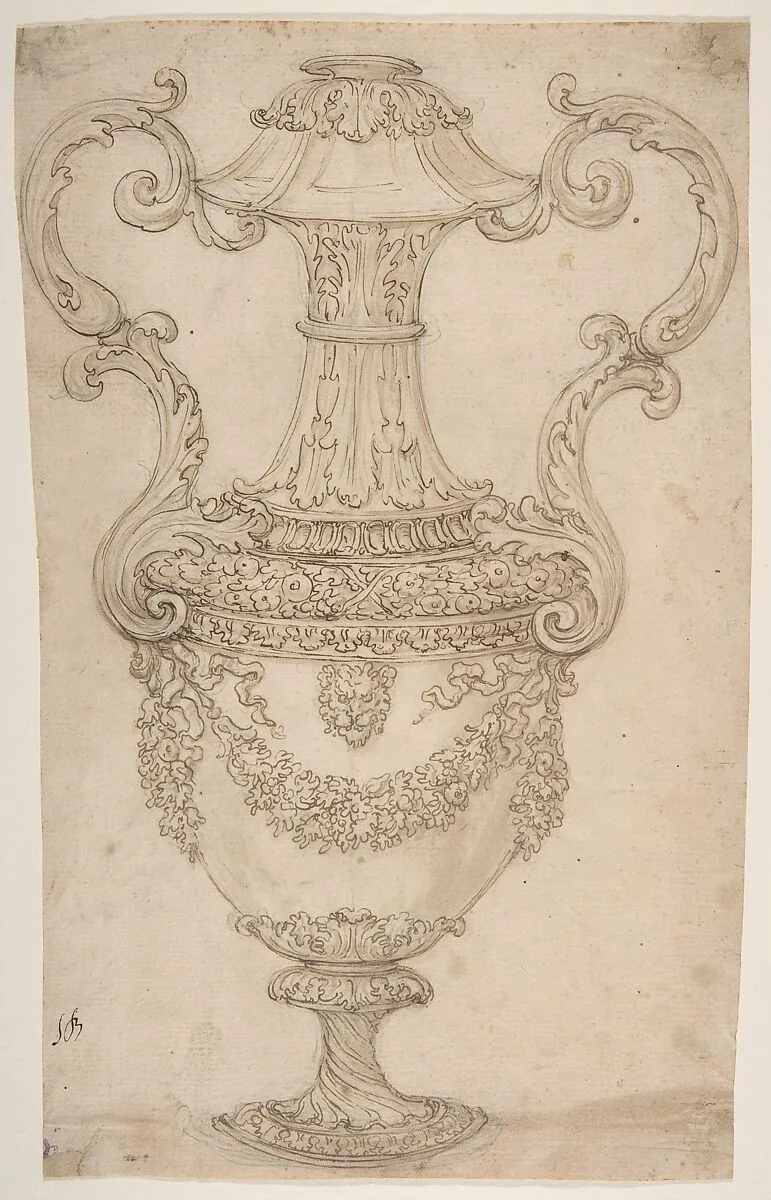 Design for a Vase with Handles, Decorated with a Festoon — Giovanni Battista Foggini