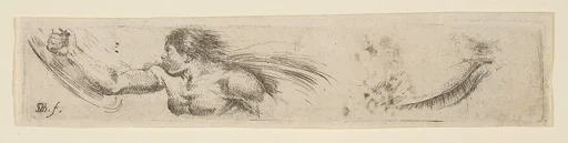 Torso of a Man with a Shield and Eye Study, plate 19 from "Collection of various doodles and etching proofs" (Recueil de divers griffonnements et preuves d'eauforte)