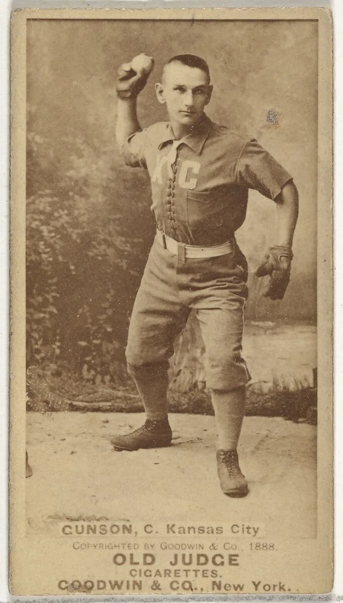 Joseph Brook "Joe" Gunson, Catcher, Kansas City Cowboys, from the Old Judge series (N172) for Old Judge Cigarettes — Goodwin & Company