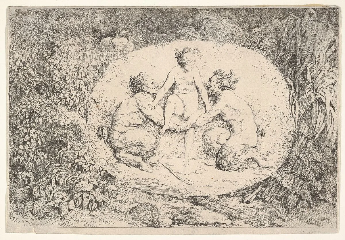 Nymph Supported by Two Satyrs — Jean Honoré Fragonard