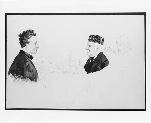 Two Men at a Table, Man Eating (from Switzerland 1869 Sketchbook) — John Singer Sargent