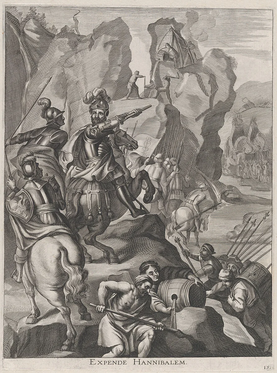 Plate 15: Ferdinand as Hannibal crossing the Alps; from Guillielmus Becanus's 'Serenissimi Principis Ferdinandi, Hispaniarum Infantis...' — Johannes Meursius