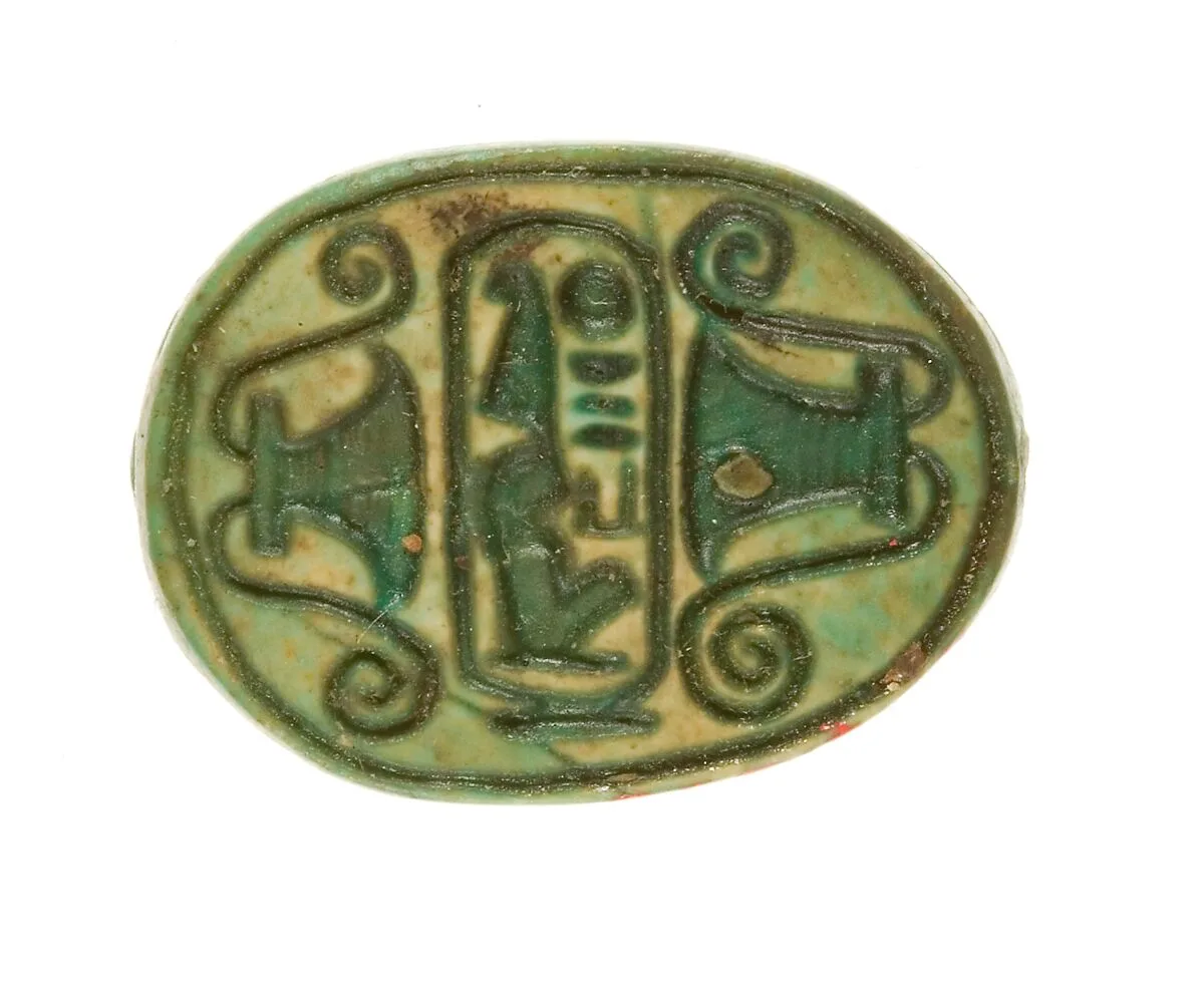 Scarab Inscribed Lord of the Two Lands, Maatkare (Hatshepsut) Flanked by Lotus Flowers — Unknown
