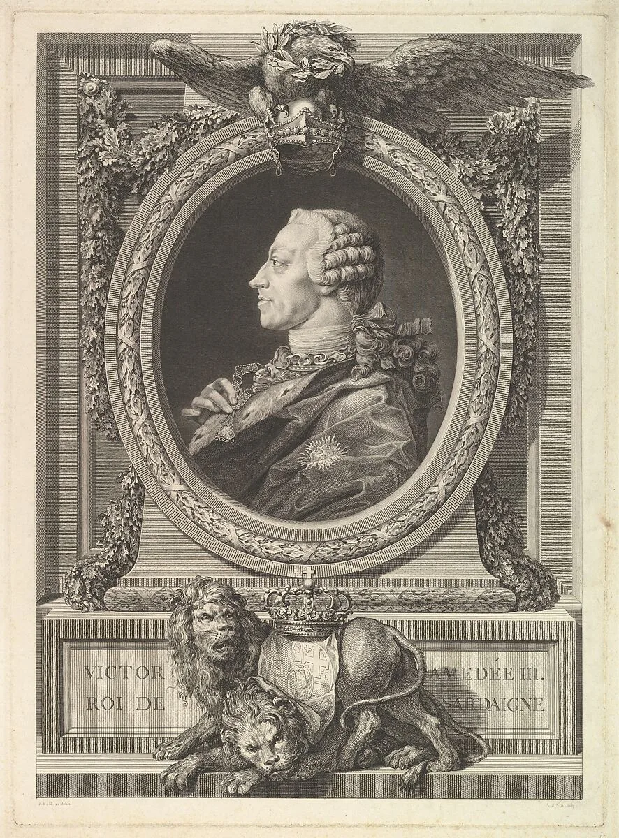Portrait of Victor Amadeus III, King of Sardinia — Augustin de Saint-Aubin|Jean-Baptiste Boucheron
