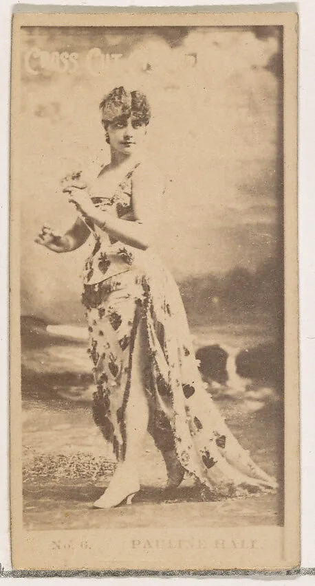 Card Number 6, Pauline Hall, from the Actors and Actresses series (N145-2) issued by Duke Sons & Co. to promote Cross Cut Cigarettes — W. Duke, Sons & Co.