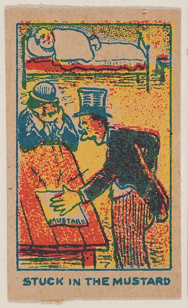 "Stuck in the Mustard" trade card from the Charlie Chaplin series (W539) — Universal Toy & Novelty Manufacturing Company