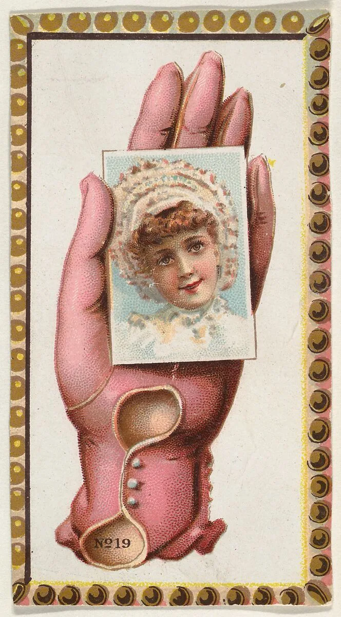 Card Number 19, cut-out from banner advertising the Opera Gloves series (G29) for Allen & Ginter Cigarettes — Allen & Ginter|American Tobacco Company