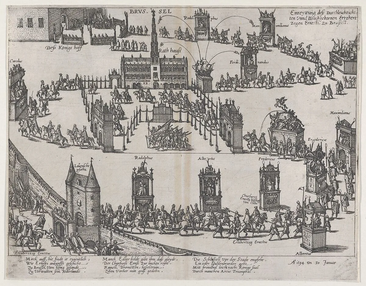 Entrance of the Archduke Ernest to Brussels, January 30, 1594 — Anonymous, German, 16th century