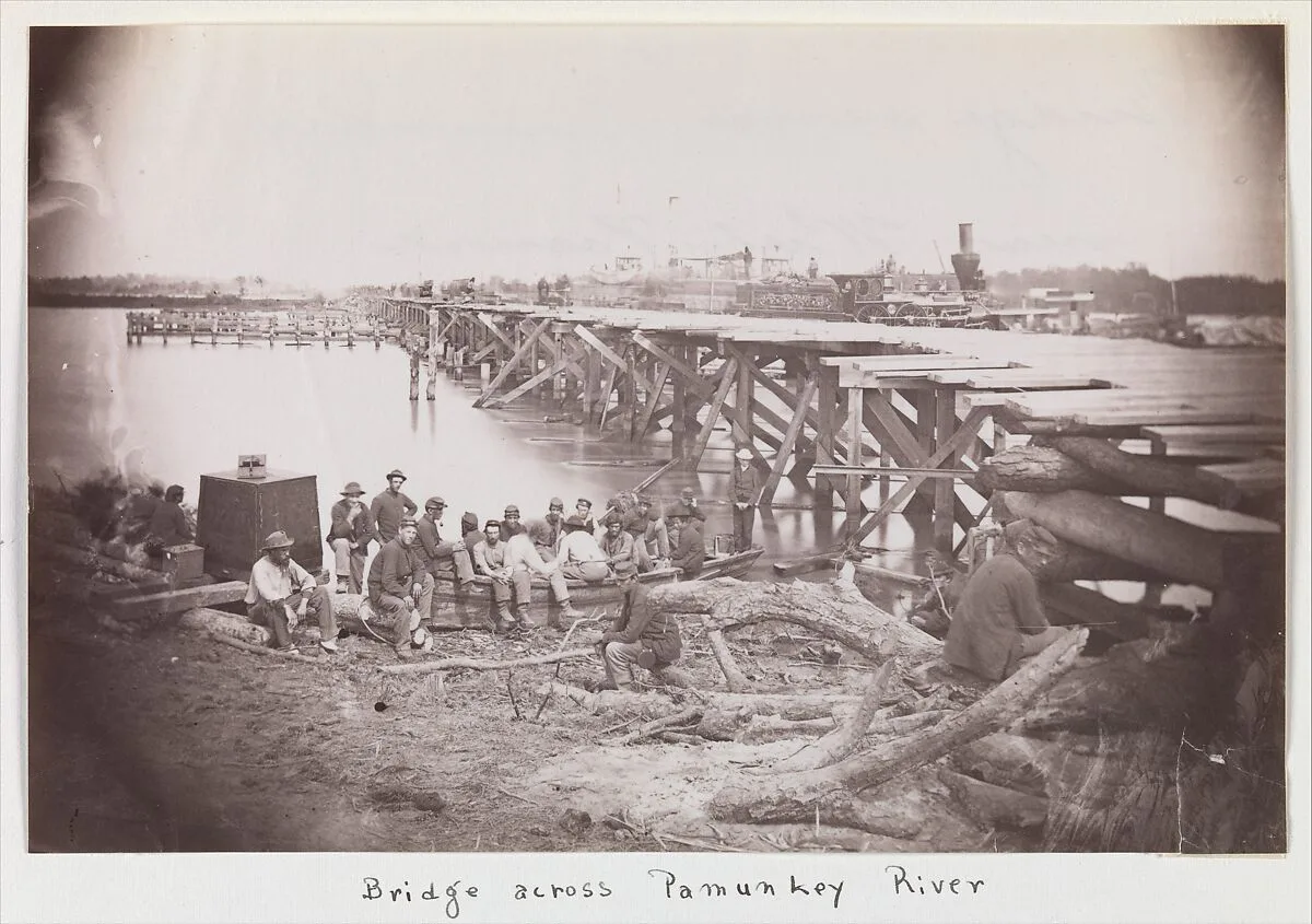 Bridge Across Pamunkey River, near White House — Timothy H. O'Sullivan|Mathew B. Brady