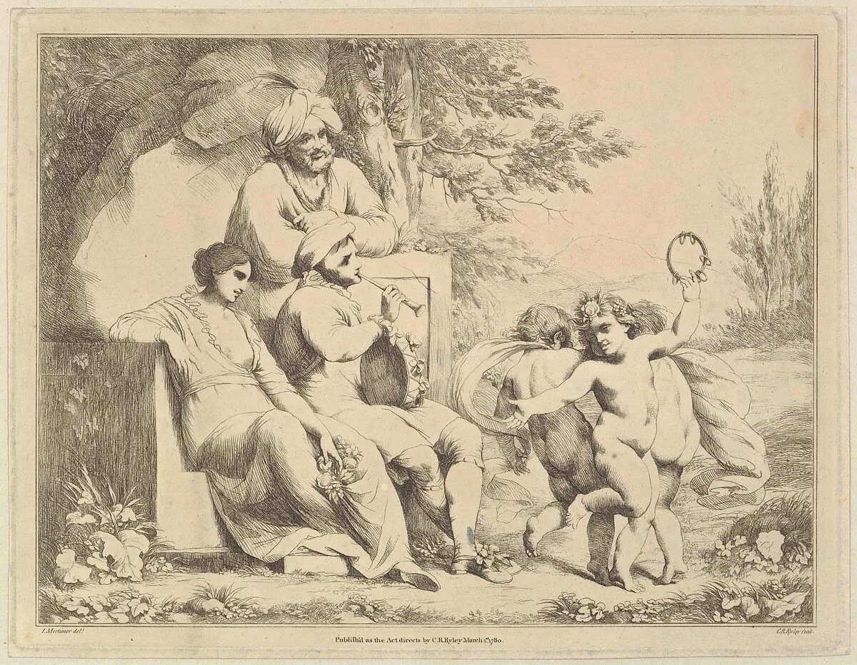 Three Putti Dancing to a Piper — Charles Reuben Ryley|John Hamilton Mortimer