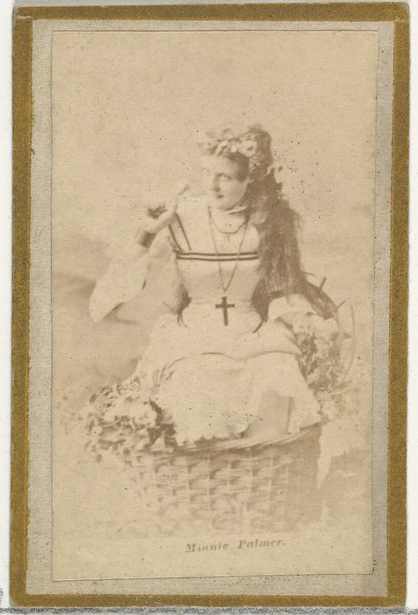 Minnie Palmer, from the Actresses and Celebrities series (N60, Type 2) promoting Little Beauties Cigarettes for Allen & Ginter brand tobacco products — Allen & Ginter