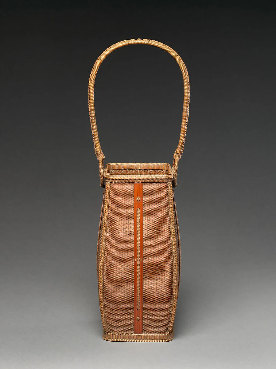 初代和田和一斎造 二重編手付花籃|Karamono-Style Flower Basket (Hanakago) — Wada Waichisai I