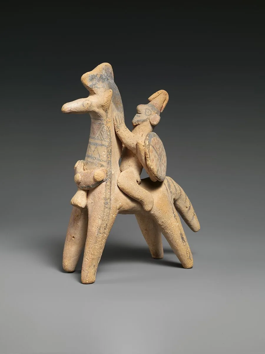 Terracotta horse and rider — Unknown